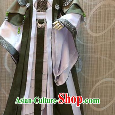 BJD Doll Chivalrous Man Costumes Custom China Ancient Cosplay Swordsman Green Clothing