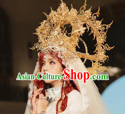 Handmade Medusa Hair Accessories Halloween Cosplay Enchantress Deluxe Golden Royal Crown Handmade Medusa Hair Accessories Halloween Cosplay Enchantress Deluxe Golden Royal Crown