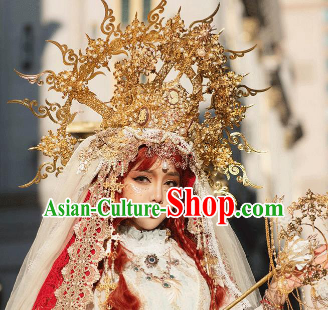 Handmade Medusa Hair Accessories Halloween Cosplay Enchantress Deluxe Golden Royal Crown Handmade Medusa Hair Accessories Halloween Cosplay Enchantress Deluxe Golden Royal Crown