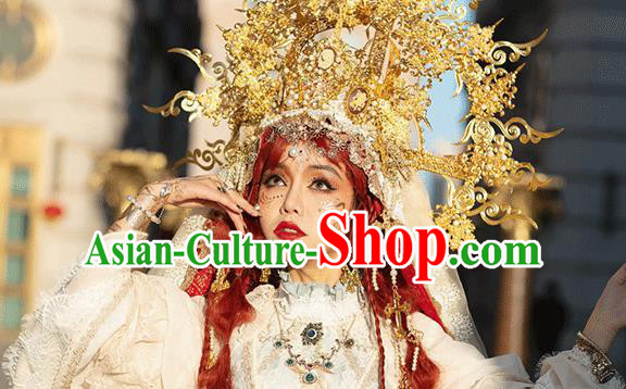 Handmade Medusa Hair Accessories Halloween Cosplay Enchantress Deluxe Golden Royal Crown Handmade Medusa Hair Accessories Halloween Cosplay Enchantress Deluxe Golden Royal Crown