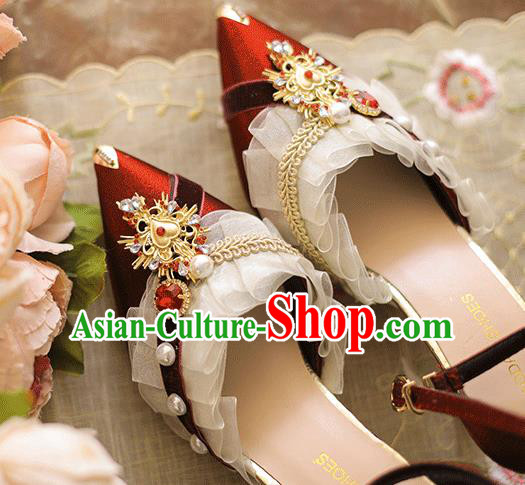 Halloween Cosplay Wine Red High Heels Shoes Custom Bride Wedding Shoes Halloween Cosplay Wine Red High Heels Shoes Custom Bride Wedding Shoes