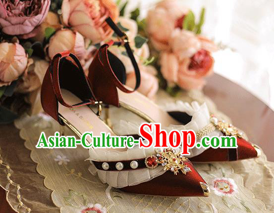 Halloween Cosplay Wine Red High Heels Shoes Custom Bride Wedding Shoes Halloween Cosplay Wine Red High Heels Shoes Custom Bride Wedding Shoes