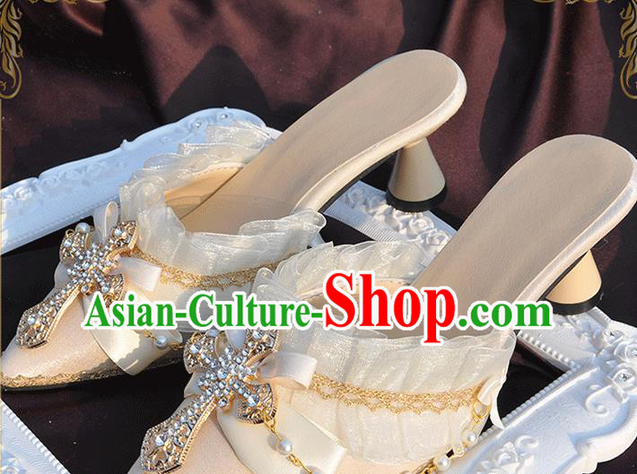 Custom Bride Wedding Shoes Halloween Cosplay White High Heels Shoes Custom Bride Wedding Shoes Halloween Cosplay White High Heels Shoes