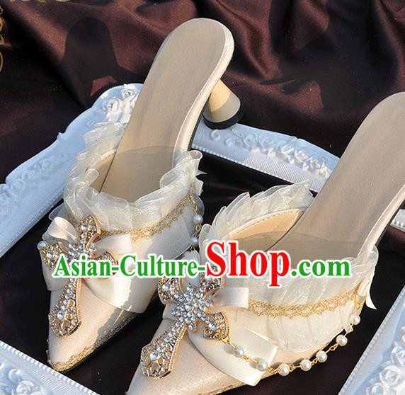 Custom Bride Wedding Shoes Halloween Cosplay White High Heels Shoes Custom Bride Wedding Shoes Halloween Cosplay White High Heels Shoes