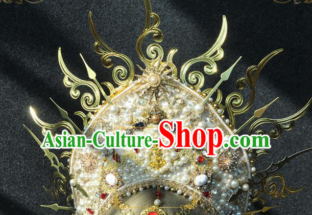 Handmade Baroque Hair Accessories Halloween Cosplay Deluxe Queen Royal Crown Headwear Handmade Baroque Hair Accessories Halloween Cosplay Deluxe Queen Royal Crown Headwear