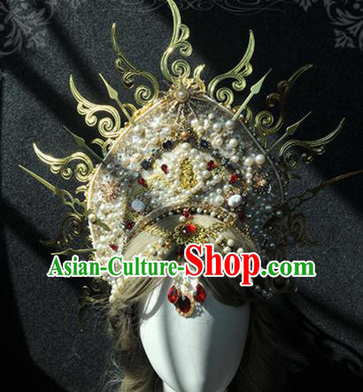 Handmade Baroque Hair Accessories Halloween Cosplay Deluxe Queen Royal Crown Headwear Handmade Baroque Hair Accessories Halloween Cosplay Deluxe Queen Royal Crown Headwear
