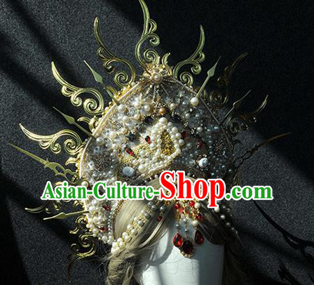 Handmade Baroque Hair Accessories Halloween Cosplay Deluxe Queen Royal Crown Headwear Handmade Baroque Hair Accessories Halloween Cosplay Deluxe Queen Royal Crown Headwear