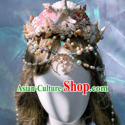 Handmade Starfish Hair Accessories Headwear Halloween Cosplay Mermaid Princess Deluxe Royal Crown