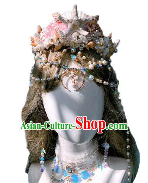 Handmade Starfish Hair Accessories Headwear Halloween Cosplay Mermaid Princess Deluxe Royal Crown Handmade Starfish Hair Accessories Headwear Halloween Cosplay Mermaid Princess Deluxe Royal Crown