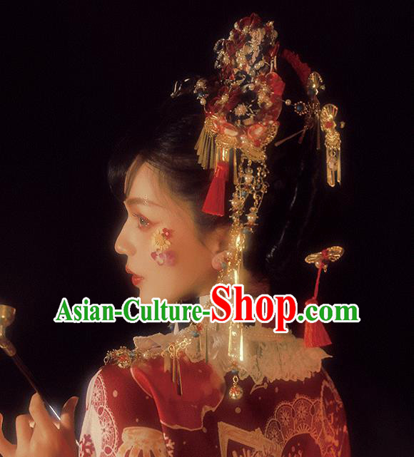 Halloween Cosplay Courtesan Deluxe Hair Crown Handmade Japanese Kimono Hair Accessories Headwear Halloween Cosplay Courtesan Deluxe Hair Crown Handmade Japanese Kimono Hair Accessories Headwear