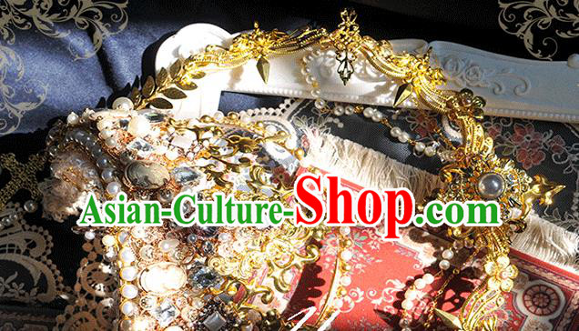 Handmade Gothic Queen Hair Accessories Headwear Halloween Cosplay Deluxe Golden Royal Crown Handmade Gothic Queen Hair Accessories Headwear Halloween Cosplay Deluxe Golden Royal Crown