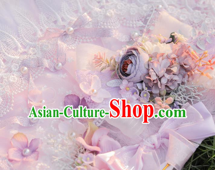 Handmade Versailles Folding Fans Classical Wedding Bride Pink Feather Fan Handmade Versailles Folding Fans Classical Wedding Bride Pink Feather Fan