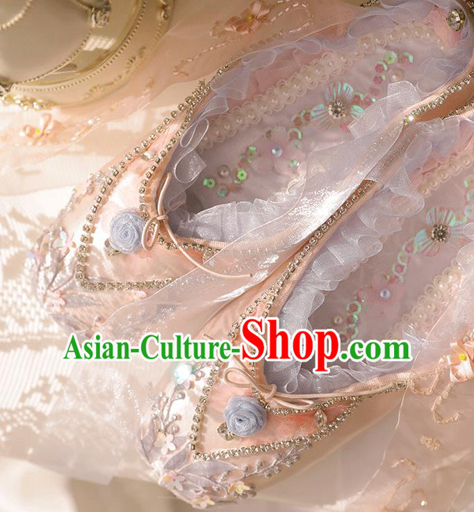 Custom Ballet Dance Shoes Halloween Cosplay Wedding Shoes Bride Pink Shoes Custom Ballet Dance Shoes Halloween Cosplay Wedding Shoes Bride Pink Shoes