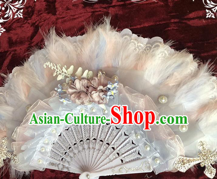 Handmade Victorian Age Folding Fans Classical Court Lady Feather Fan Handmade Victorian Age Folding Fans Classical Court Lady Feather Fan