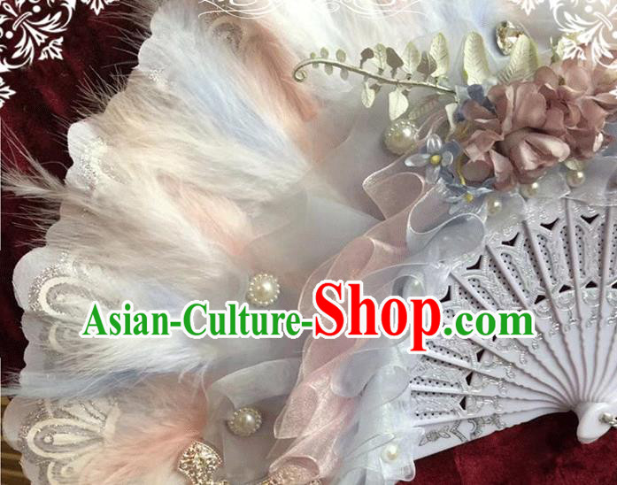 Handmade Victorian Age Folding Fans Classical Court Lady Feather Fan Handmade Victorian Age Folding Fans Classical Court Lady Feather Fan