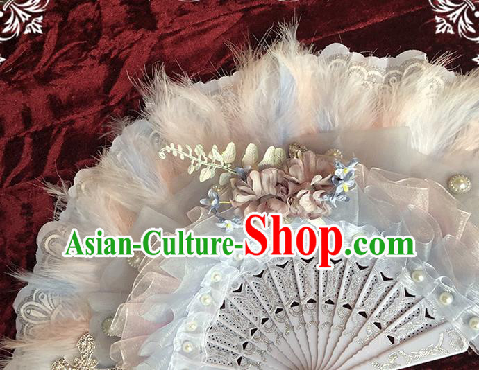 Handmade Victorian Age Folding Fans Classical Court Lady Feather Fan Handmade Victorian Age Folding Fans Classical Court Lady Feather Fan