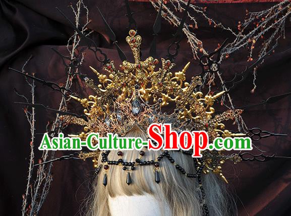Handmade Gothic Hair Accessories Headwear Halloween Cosplay Lolita Deluxe Crown Handmade Gothic Hair Accessories Headwear Halloween Cosplay Lolita Deluxe Crown