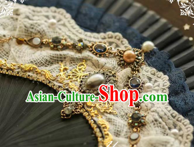 Handmade European Court Folding Fans Classical Dowager Fan Black Lace Accordion Handmade European Court Folding Fans Classical Dowager Fan Black Lace Accordion