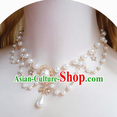 Europe Court Pearls Necklace Baroque Bride Necklet Halloween Cosplay Princess Accessories