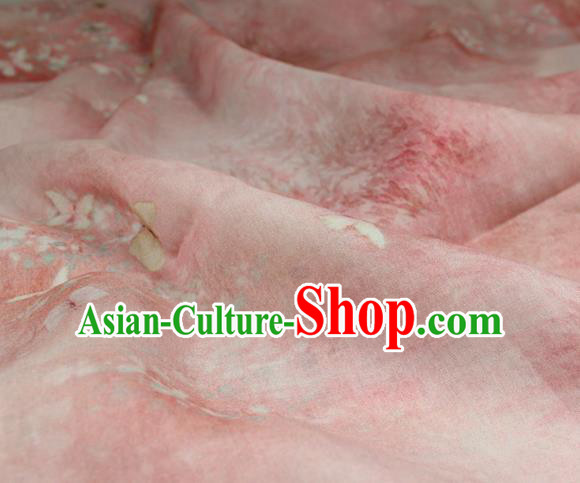 Chinese Traditional Butterfly Pattern Pink Flax Fabric Qipao Dress Cloth Asian Linen Drapery