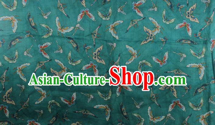 Chinese Traditional Butterfly Pattern Green Flax Asian Linen Drapery Qipao Dress Cloth Ramine Fabric Chinese Traditional Butterfly Pattern Green Flax Asian Linen Drapery Qipao Dress Cloth Ramine Fabric