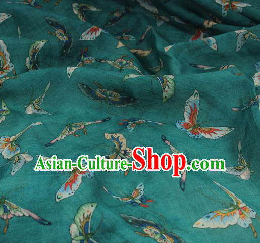 Chinese Traditional Butterfly Pattern Green Flax Asian Linen Drapery Qipao Dress Cloth Ramine Fabric Chinese Traditional Butterfly Pattern Green Flax Asian Linen Drapery Qipao Dress Cloth Ramine Fabric