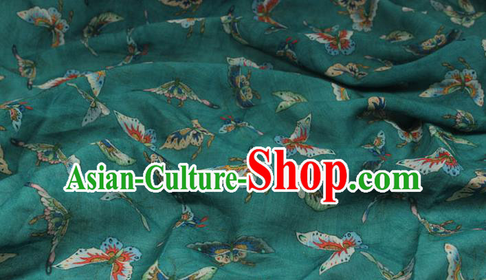Chinese Traditional Butterfly Pattern Green Flax Asian Linen Drapery Qipao Dress Cloth Ramine Fabric Chinese Traditional Butterfly Pattern Green Flax Asian Linen Drapery Qipao Dress Cloth Ramine Fabric