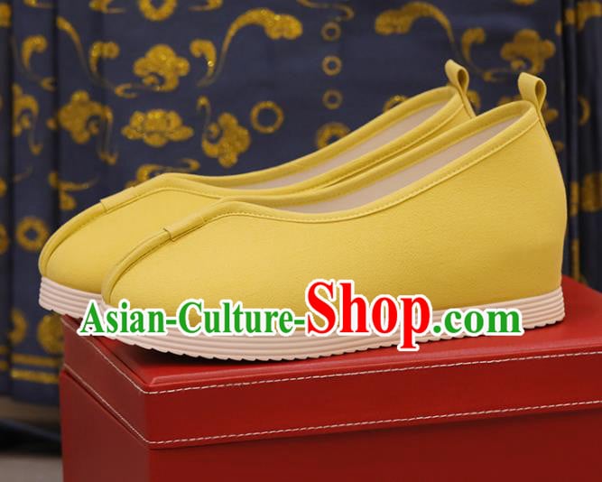 Handmade China Yellow Cloth Shoes Princess Shoes Hanfu Shoes Monk Shoes Women Shoes