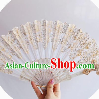 Classical Wedding White Lace Fan Handmade Retro Court Folding Fans Crucifix Accordion