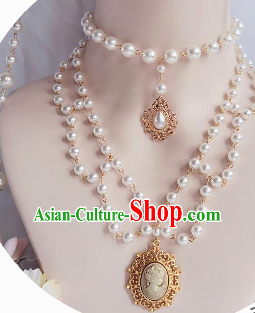 Europe Court Necklace Pearls Necklet Halloween Cosplay Baroque Bride Accessories Europe Court Necklace Pearls Necklet Halloween Cosplay Baroque Bride Accessories