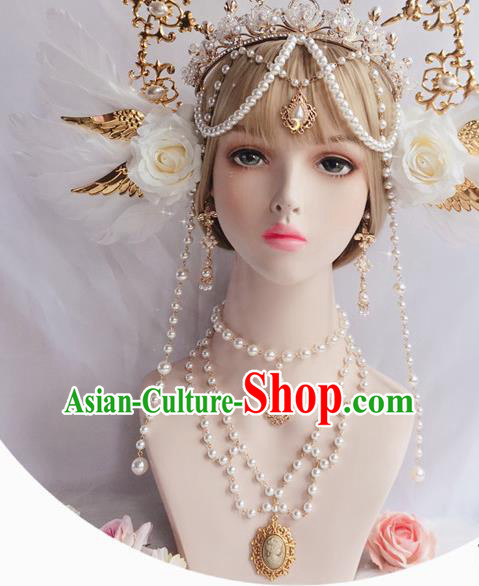 Europe Court Necklace Pearls Necklet Halloween Cosplay Baroque Bride Accessories Europe Court Necklace Pearls Necklet Halloween Cosplay Baroque Bride Accessories
