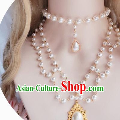 Europe Court Necklace Pearls Necklet Halloween Cosplay Baroque Bride Accessories