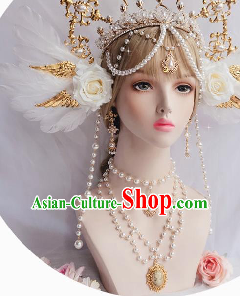 Europe Court Retro Necklace Halloween Cosplay Renaissance Accessories Pearls Necklet Europe Court Retro Necklace Halloween Cosplay Renaissance Accessories Pearls Necklet
