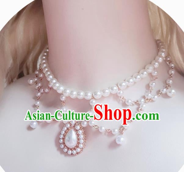 Court Pearls Necklace Halloween Cosplay Princess Accessories Baroque Bride Necklet Court Pearls Necklace Halloween Cosplay Princess Accessories Baroque Bride Necklet
