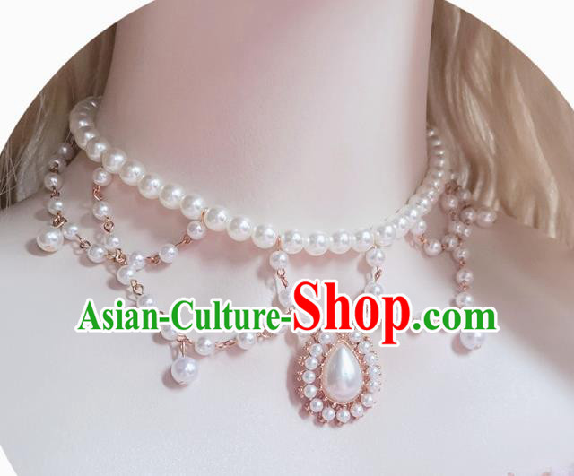 Court Pearls Necklace Halloween Cosplay Princess Accessories Baroque Bride Necklet Court Pearls Necklace Halloween Cosplay Princess Accessories Baroque Bride Necklet