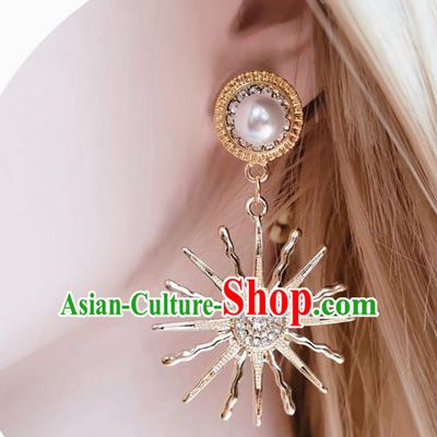 Handmade Golden Sun Earrings Retro Accessories Europe Cosplay Eardrop