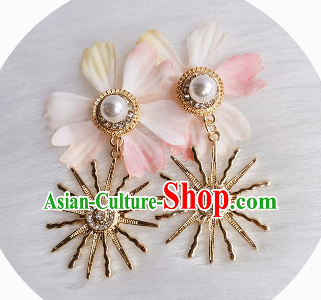 Handmade Golden Sun Earrings Retro Accessories Europe Cosplay Eardrop Handmade Golden Sun Earrings Retro Accessories Europe Cosplay Eardrop
