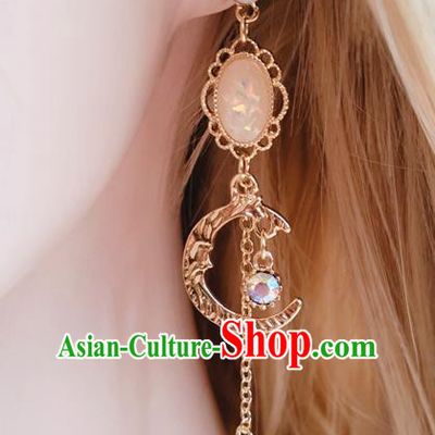 Handmade Moon Earrings Europe Court Eardrop Baroque Retro Accessories