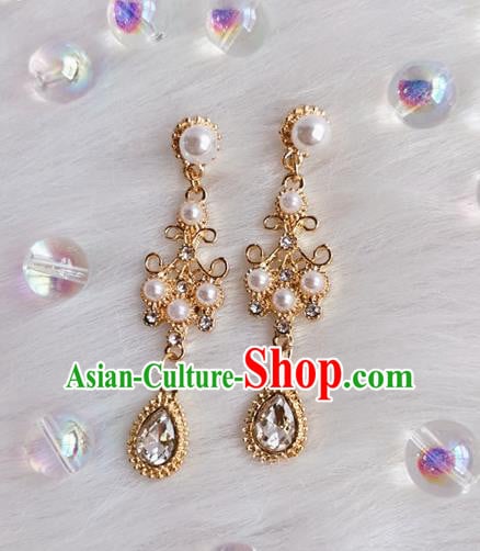 Handmade Pearls Earrings Baroque Retro Accessories Europe Court Crystal Eardrop Handmade Pearls Earrings Baroque Retro Accessories Europe Court Crystal Eardrop