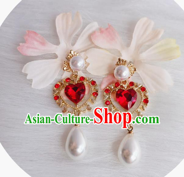 Handmade Bride Earrings Baroque Retro Accessories Europe Court Heart Shape Eardrop Handmade Bride Earrings Baroque Retro Accessories Europe Court Heart Shape Eardrop
