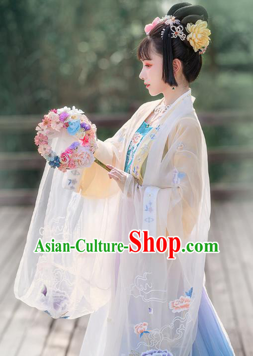 China Ancient Goddess Apparels Traditional Tang Dynasty Princess Hanfu Clothing Court Lady Costumes