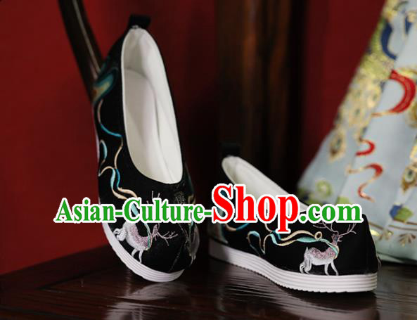 China Handmade Black Bow Shoes Embroidered Wapiti Shoes Cloth Shoes Princess Shoes Hanfu Shoes China Handmade Black Bow Shoes Embroidered Wapiti Shoes Cloth Shoes Princess Shoes Hanfu Shoes