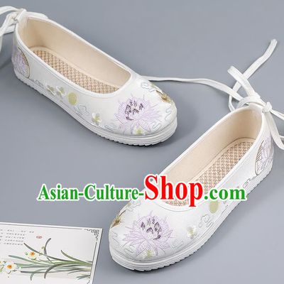 China Princess Shoes Embroidered Lotus Shoes Traditional Hanfu Shoes Cloth Shoes