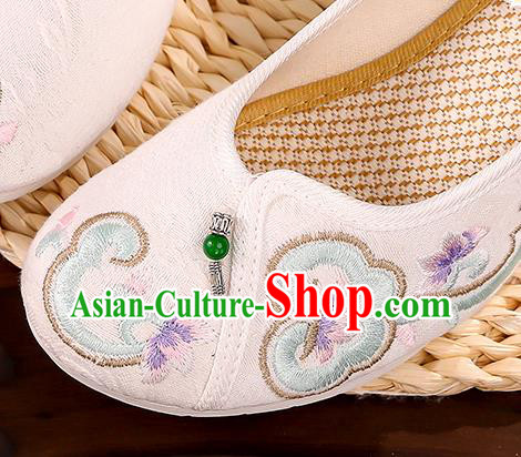 Handmade China National Shoes Hanfu Shoes Traditional Cloth Shoes Embroidered White Shoes Handmade China National Shoes Hanfu Shoes Traditional Cloth Shoes Embroidered White Shoes
