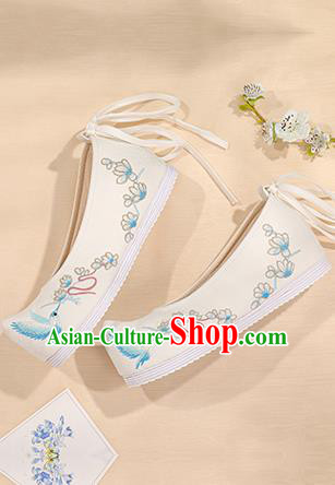 China Handmade Embroidered White Bow Shoes Hanfu Princess Shoes Cloth Shoes China Handmade Embroidered White Bow Shoes Hanfu Princess Shoes Cloth Shoes