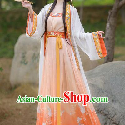 China Song Dynasty Country Lady Hanfu Clothing Traditional Ancient Costumes BeiZi Top and Skirt for Village Girl