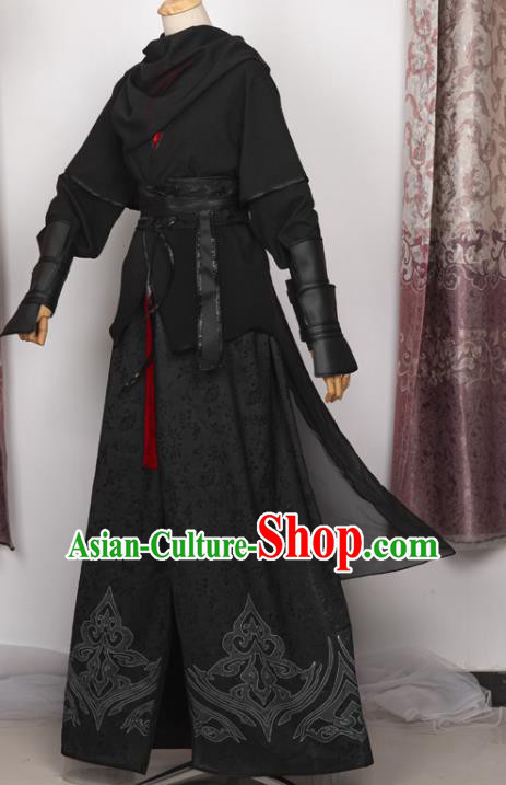 Cosplay Chinese Ancient Assassin Clothing Swordsman Black Costumes for Men Cosplay Chinese Ancient Assassin Clothing Swordsman Black Costumes for Men