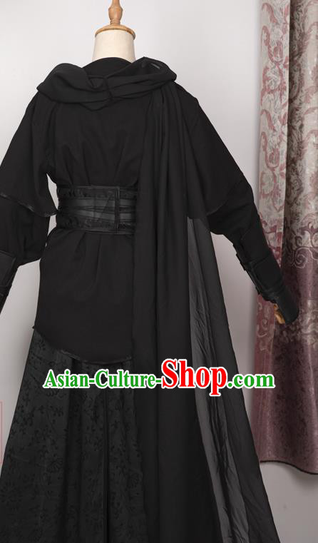 Cosplay Chinese Ancient Assassin Clothing Swordsman Black Costumes for Men Cosplay Chinese Ancient Assassin Clothing Swordsman Black Costumes for Men