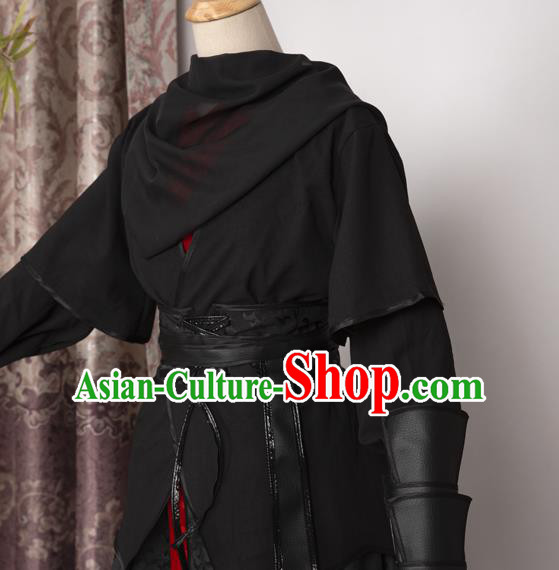 Cosplay Chinese Ancient Assassin Clothing Swordsman Black Costumes for Men Cosplay Chinese Ancient Assassin Clothing Swordsman Black Costumes for Men