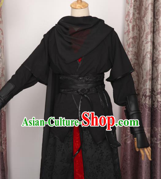 Cosplay Chinese Ancient Assassin Clothing Swordsman Black Costumes for Men Cosplay Chinese Ancient Assassin Clothing Swordsman Black Costumes for Men